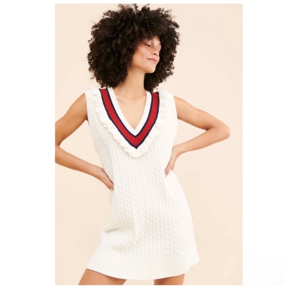 THE UPSIDE Columbia Blaise Knit Mini Dress Sweater tenniscore Size Large Preppy